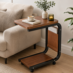 C-Shaped Rolling Side Table with Storage – Modern Sofa & Bedside Table