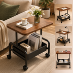 2-Tier Rolling Side Table with Storage – Modern Scandinavian Home Furniture