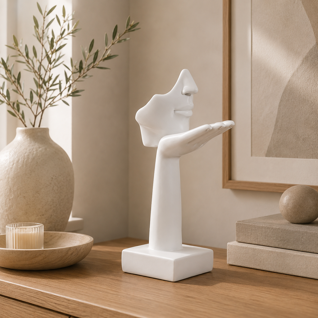 Abstract Face Sculpture – Modern Resin Figurine | Warm Haven