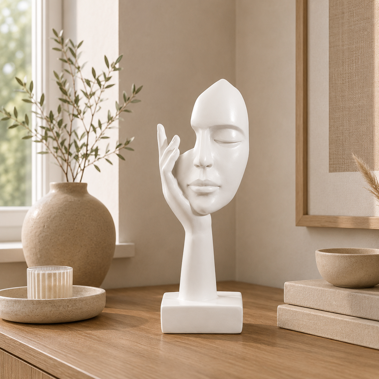 Abstract Face Sculpture – Modern Resin Figurine | Warm Haven