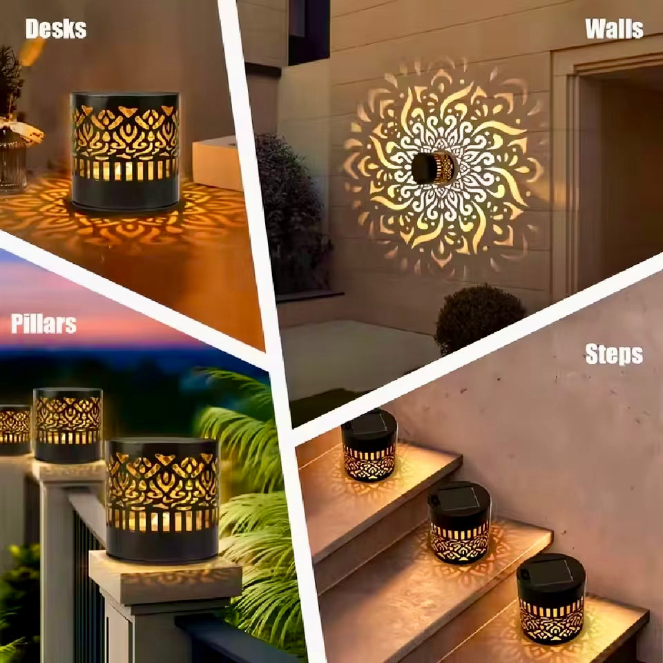 Solar Mandala Wall Lights (2-Pack) – Waterproof LED Garden & Fence Lights