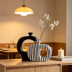 Nordic Ceramic Stripe Vase Collection – Modern Decorative Flower Vase