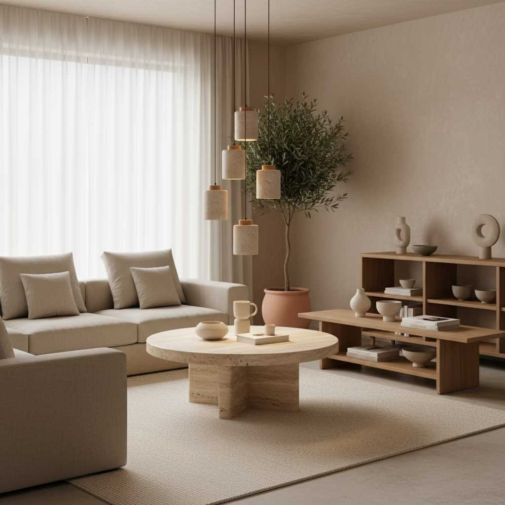 Wabi-Sabi Stone Pendant Lamp – Modern Japanese Hanging Light