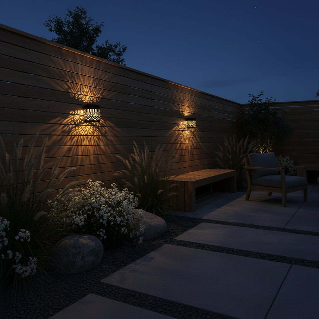 Solar Mandala Wall Lights (2-Pack) – Waterproof LED Garden & Fence Lights
