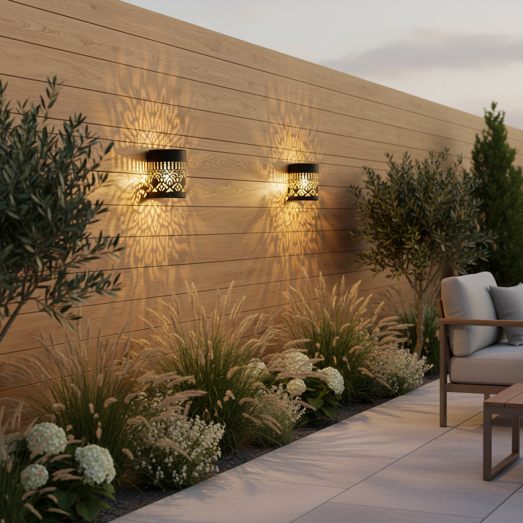 Solar Mandala Wall Lights (2-Pack) – Waterproof LED Garden & Fence Lights