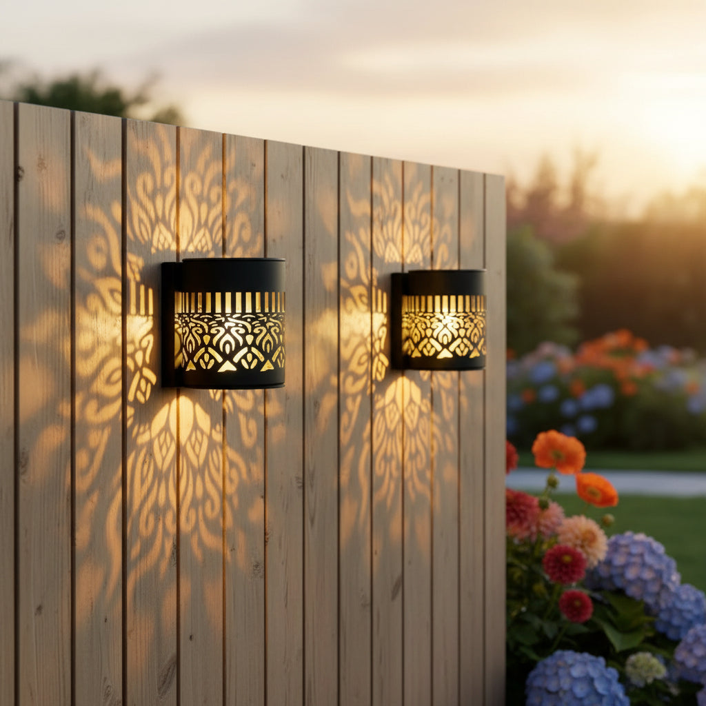 Solar Mandala Wall Lights (2-Pack) – Waterproof LED Garden & Fence Lights