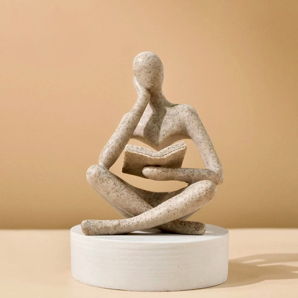 Abstract Thinker Sculpture – Modern Resin Bookshelf & Home Decor