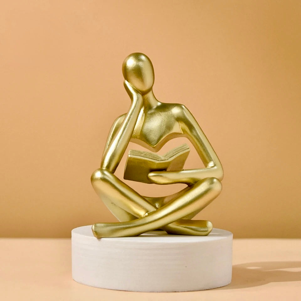 Abstract Thinker Sculpture – Modern Resin Bookshelf & Home Decor