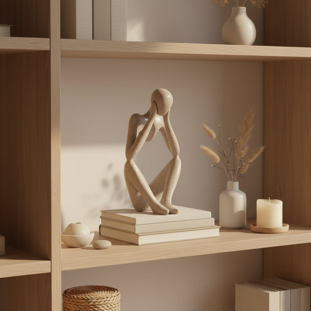 Abstract Thinker Sculpture – Nordic Resin Figurine for Modern Home Decor