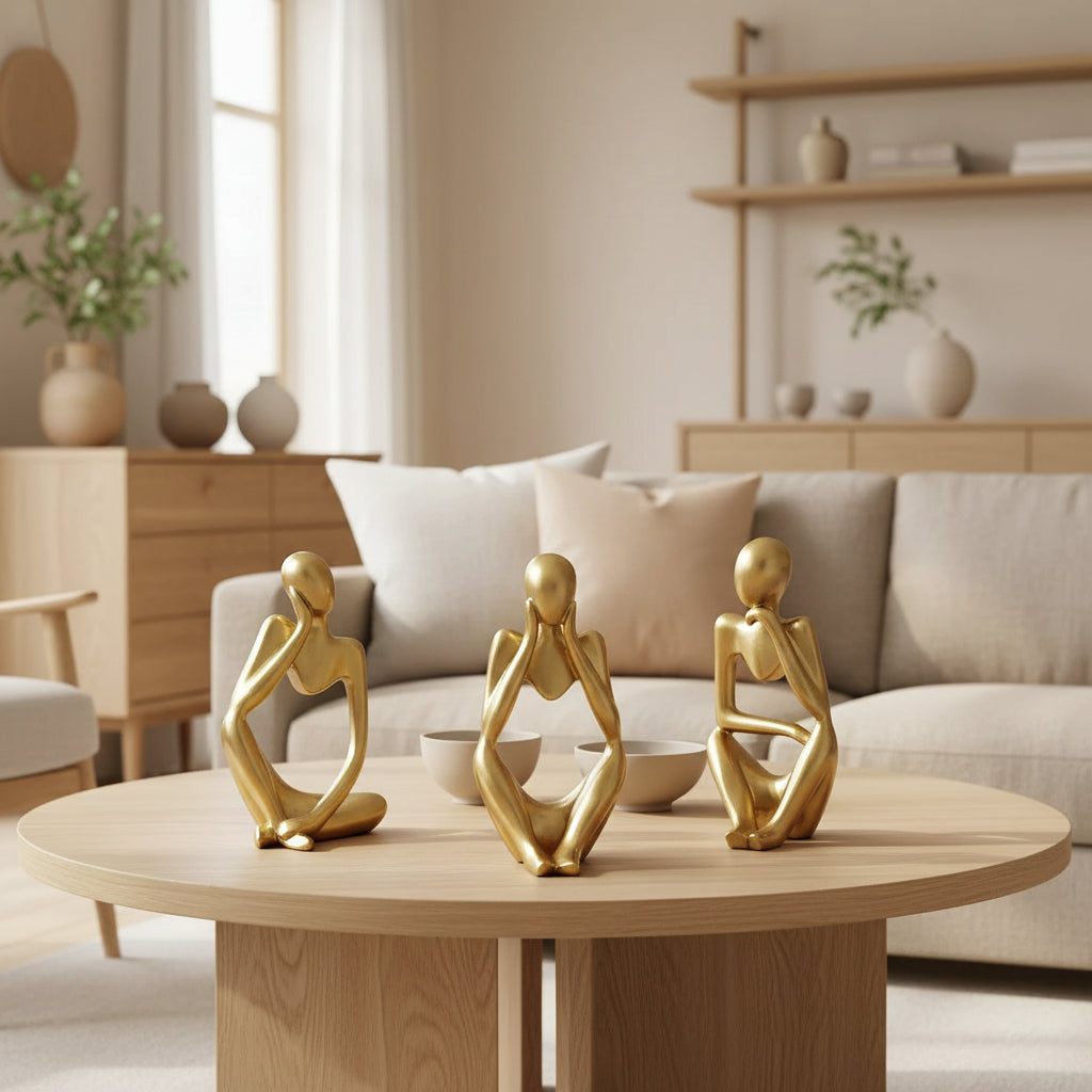 Abstract Thinker Sculpture – Nordic Resin Figurine for Modern Home Decor