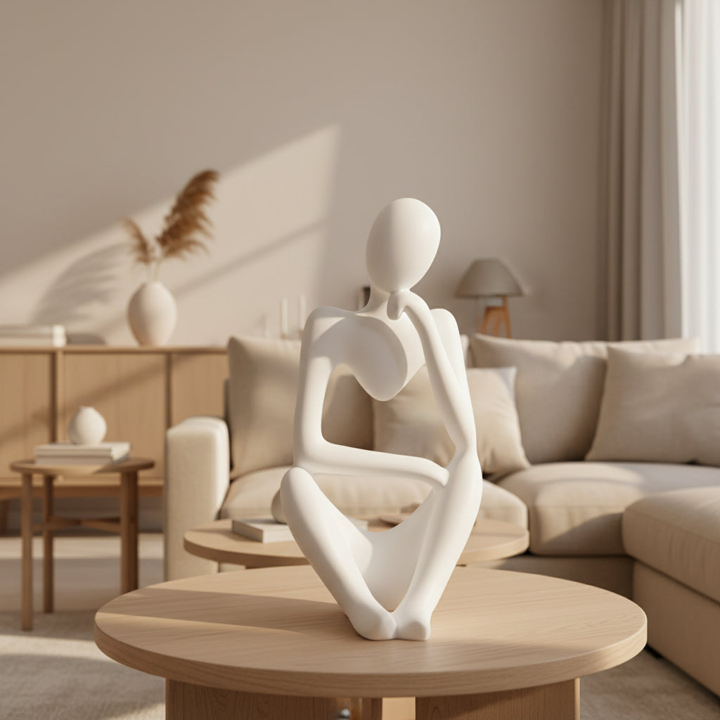 Abstract Thinker Sculpture – Nordic Resin Figurine for Modern Home Decor