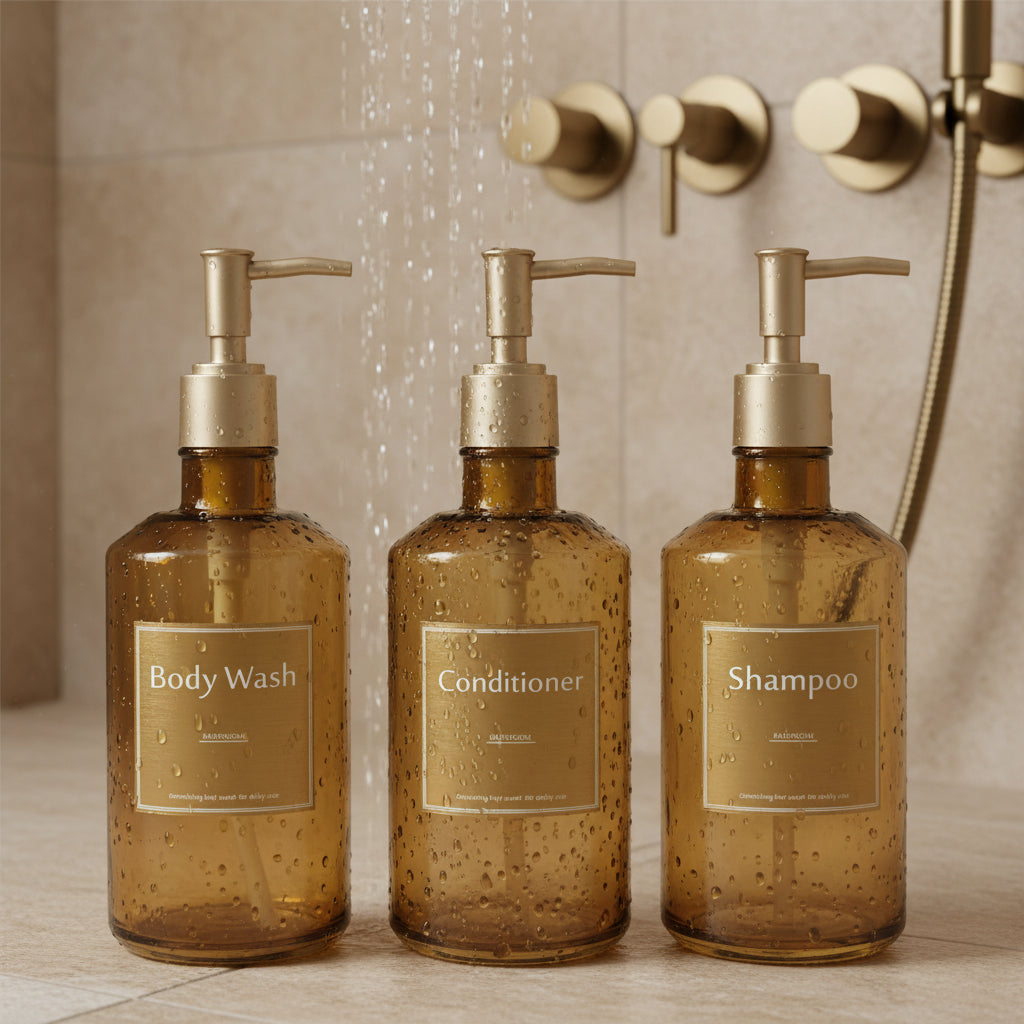 3-Piece Shower Soap Dispenser Set – Shampoo, Conditioner & Body Wash
