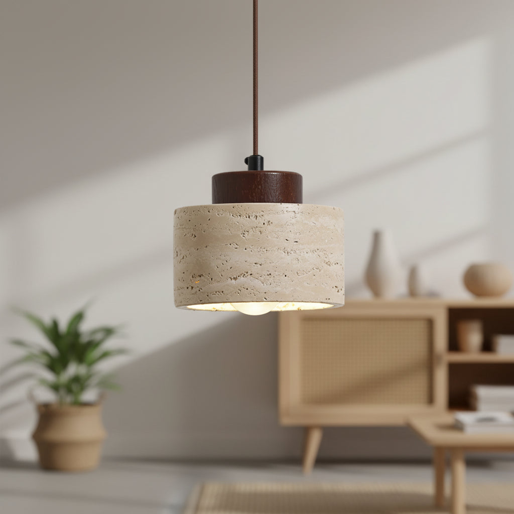 Wabi-Sabi Stone Pendant Lamp – Modern Japanese Hanging Light