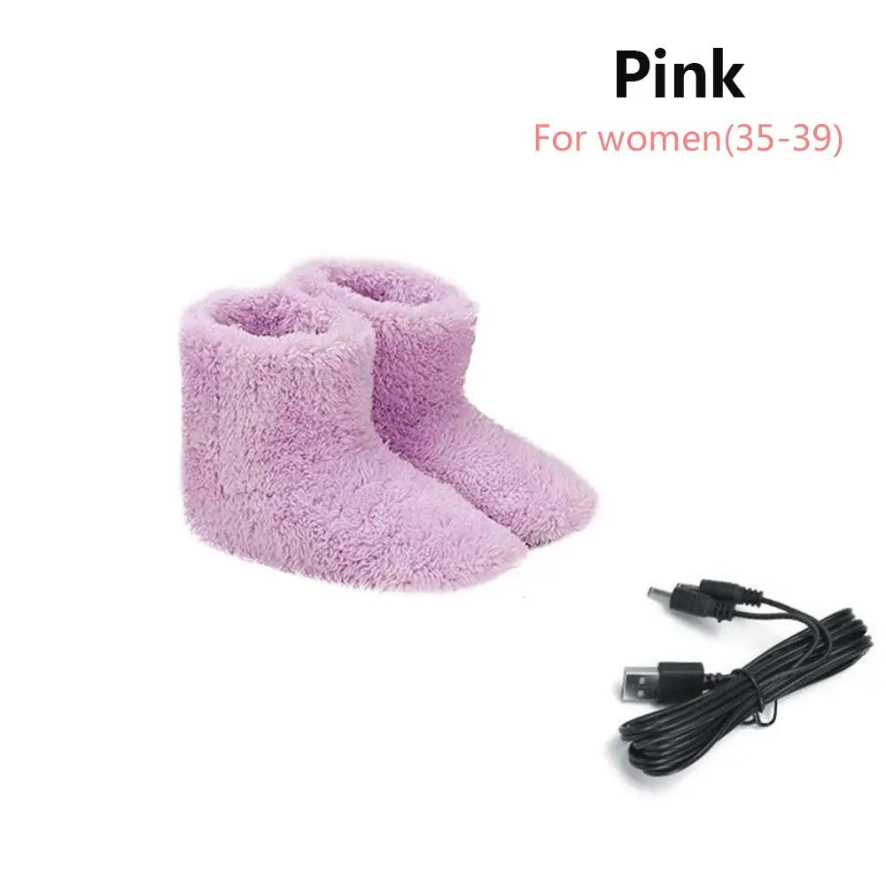 USB Heated Plush Foot Warmer Shoes