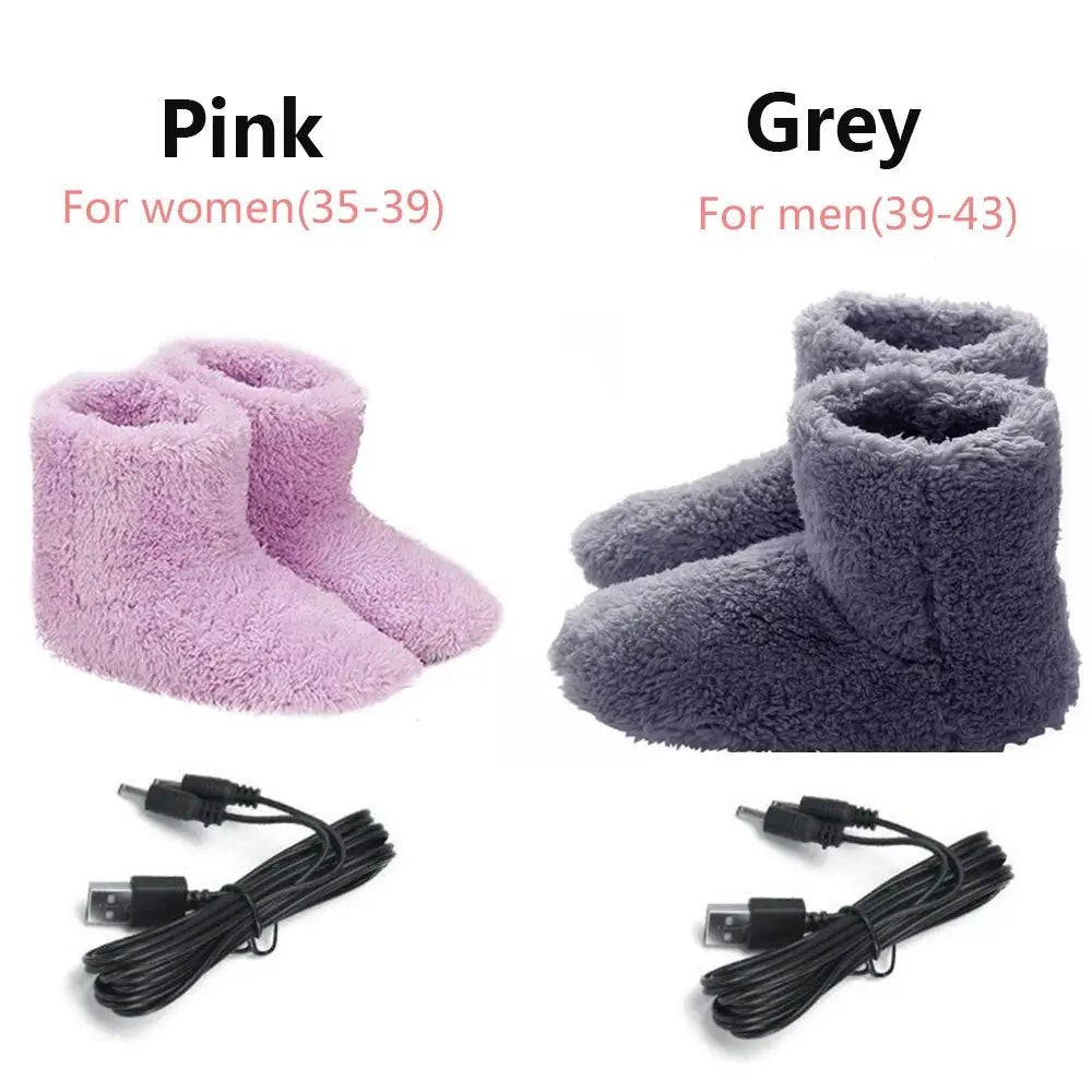 USB Heated Plush Foot Warmer Shoes