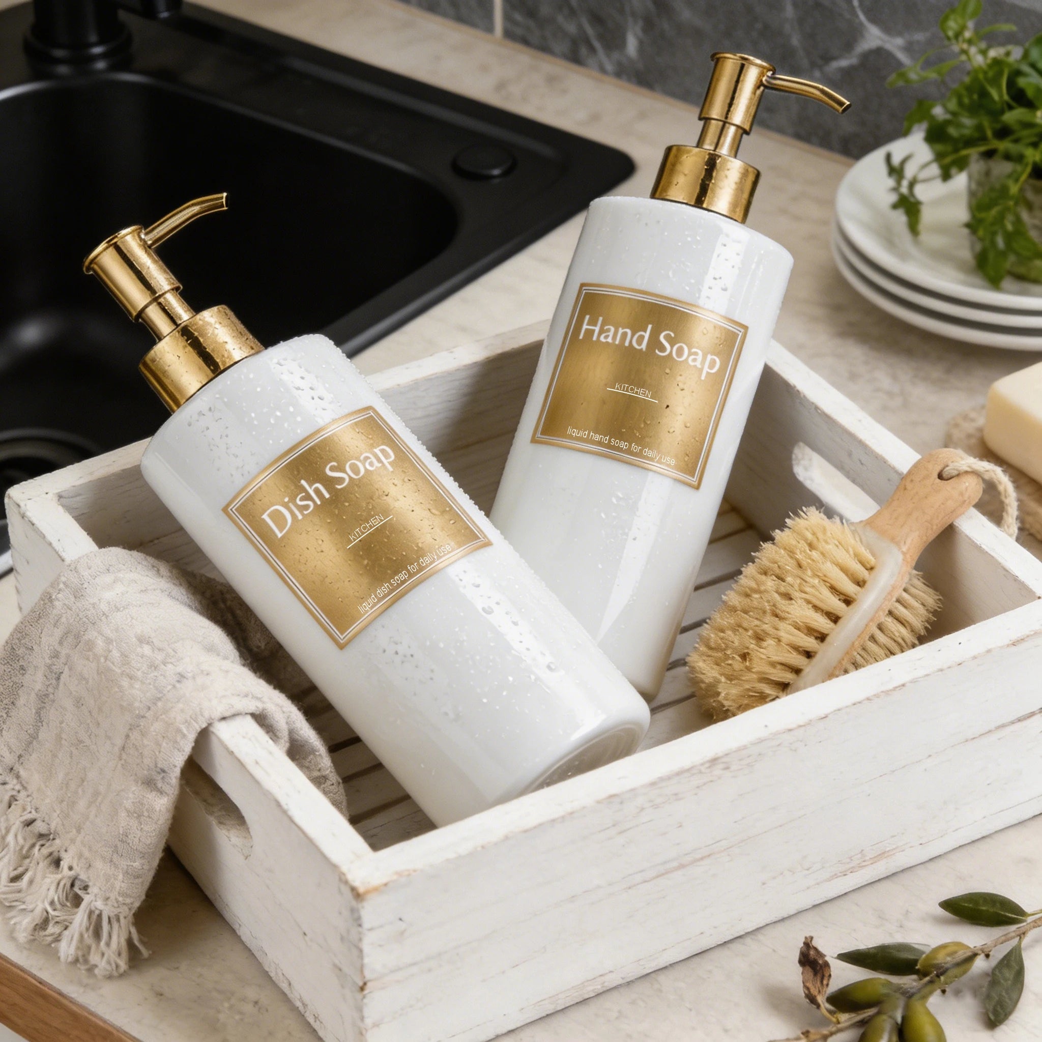Elegant Refillable Soap Dispenser Set