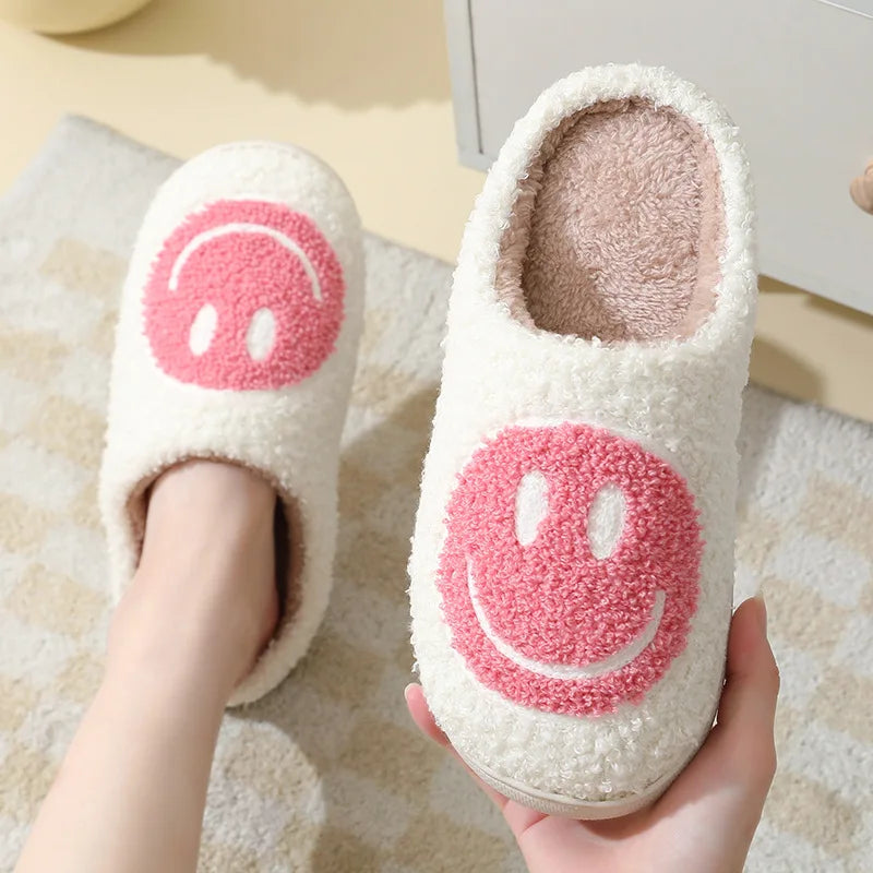 Smiling Face Couple Cotton Slippers