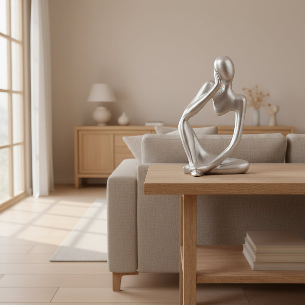 Abstract Thinker Sculpture – Nordic Resin Figurine for Modern Home Decor