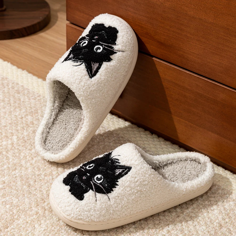 Women's Black Cat Slippers