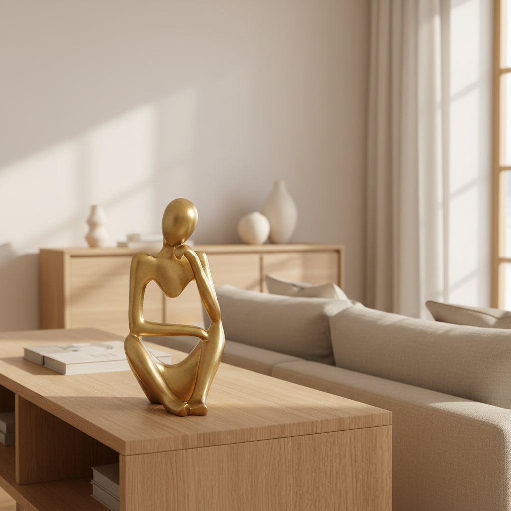 Abstract Thinker Sculpture – Nordic Resin Figurine for Modern Home Decor