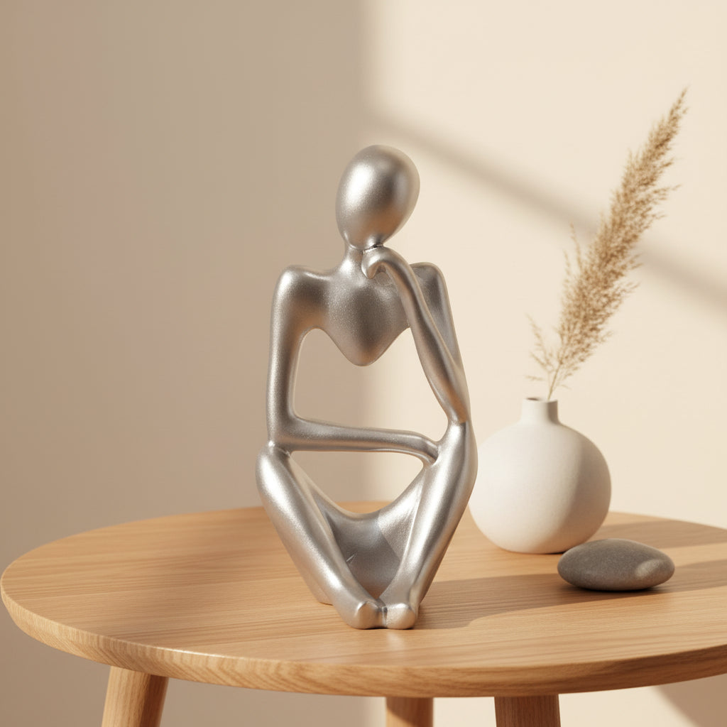 Abstract Thinker Sculpture – Nordic Resin Figurine for Modern Home Decor