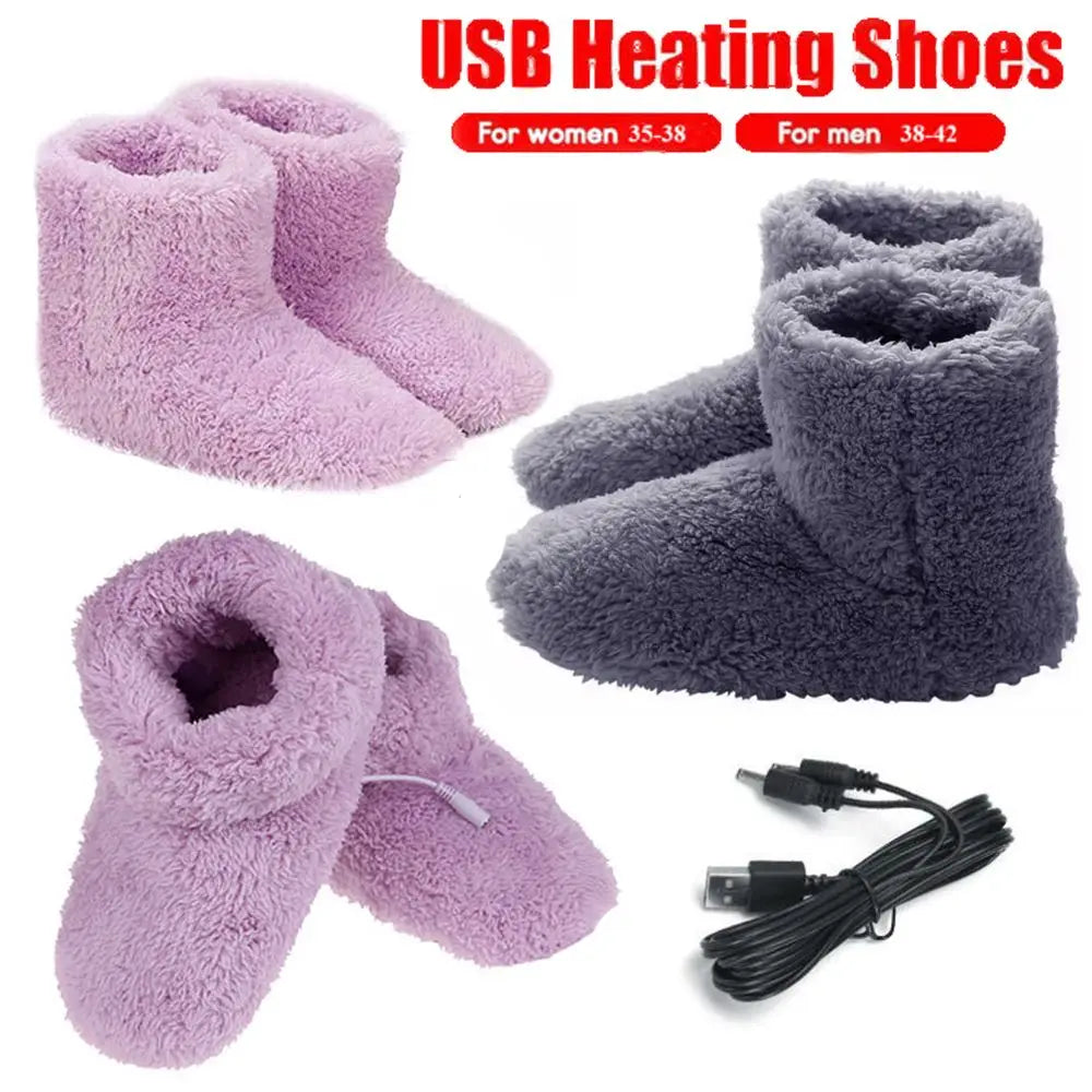 USB Heated Plush Foot Warmer Shoes