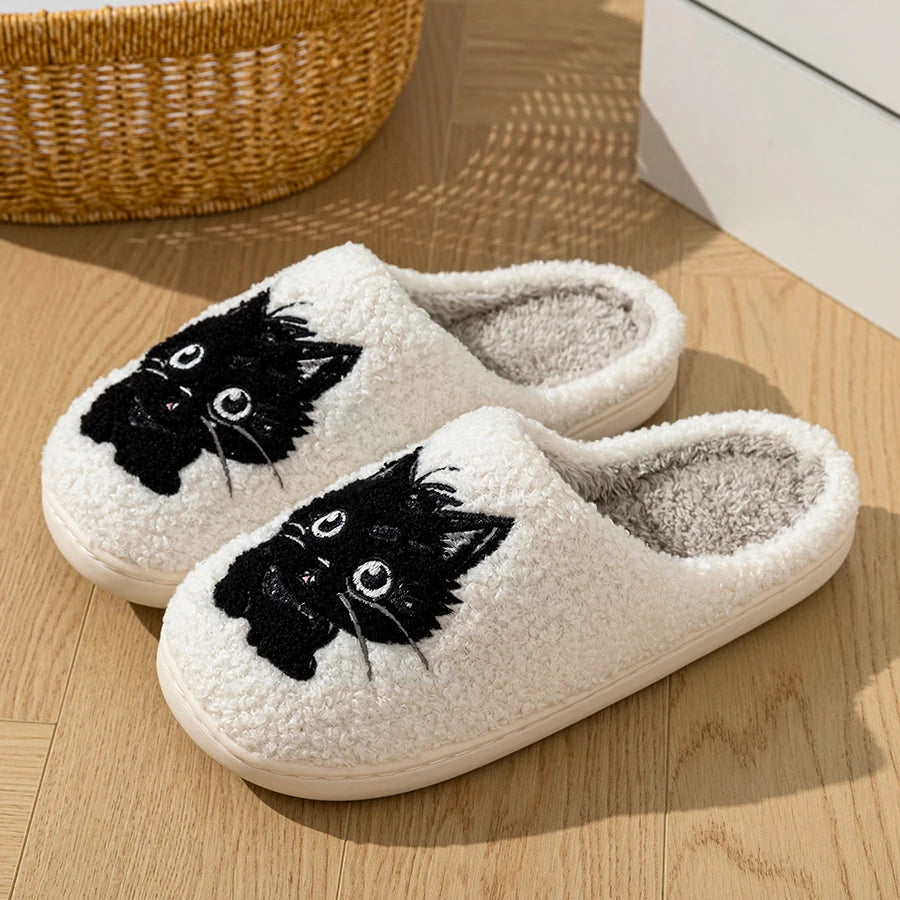 Women's Black Cat Slippers