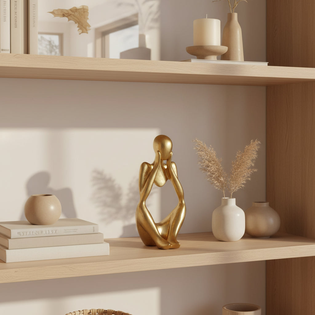 Abstract Thinker Sculpture – Nordic Resin Figurine for Modern Home Decor