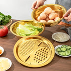 3-in-1 Stainless Steel Kitchen Prep Bowl – Grater, Strainer & Mixing Bowl