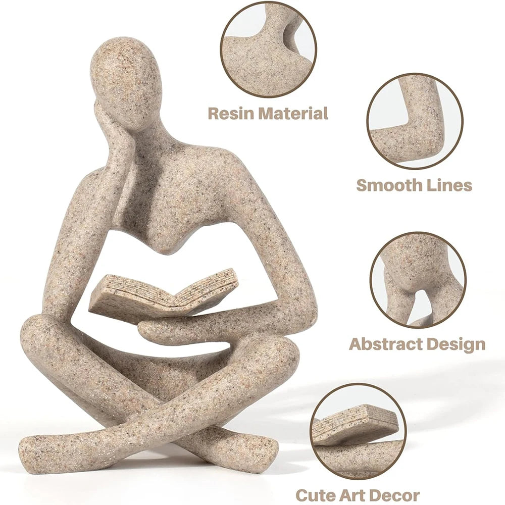 Abstract Thinker Sculpture – Modern Resin Bookshelf & Home Decor