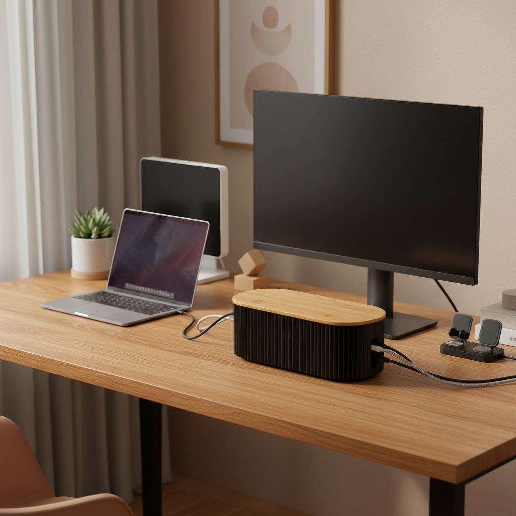 Bamboo Cable Management Box