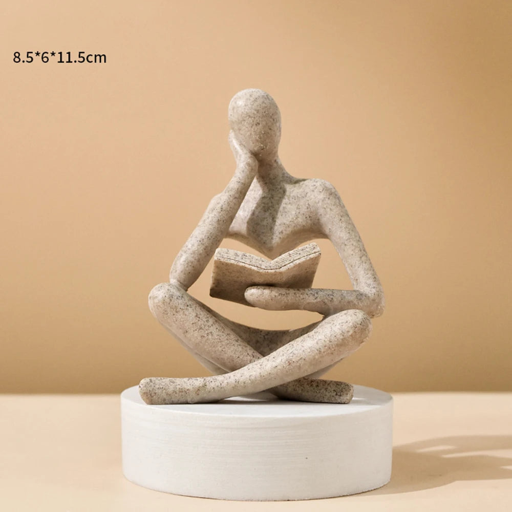 Abstract Thinker Sculpture – Modern Resin Bookshelf & Home Decor
