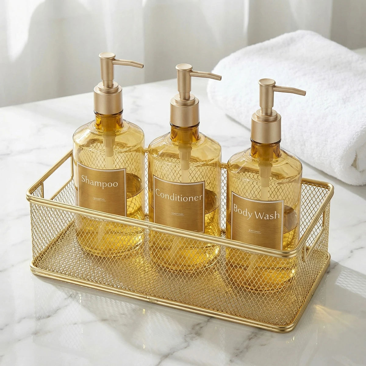 3-Piece Shower Soap Dispenser Set – Shampoo, Conditioner & Body Wash