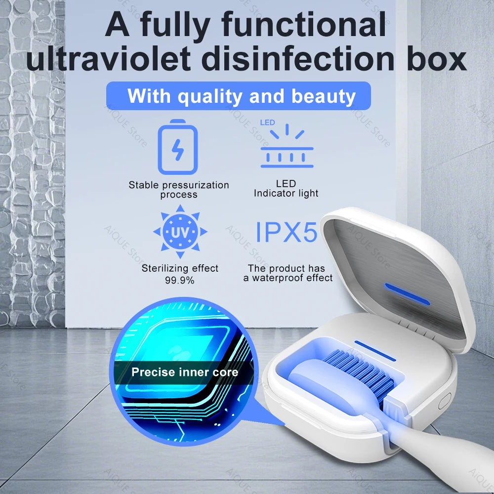 Portable UV Toothbrush Sterilizer – Rechargeable Travel Sanitizing Case