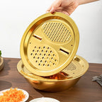 3-in-1 Stainless Steel Kitchen Prep Bowl – Grater, Strainer & Mixing Bowl