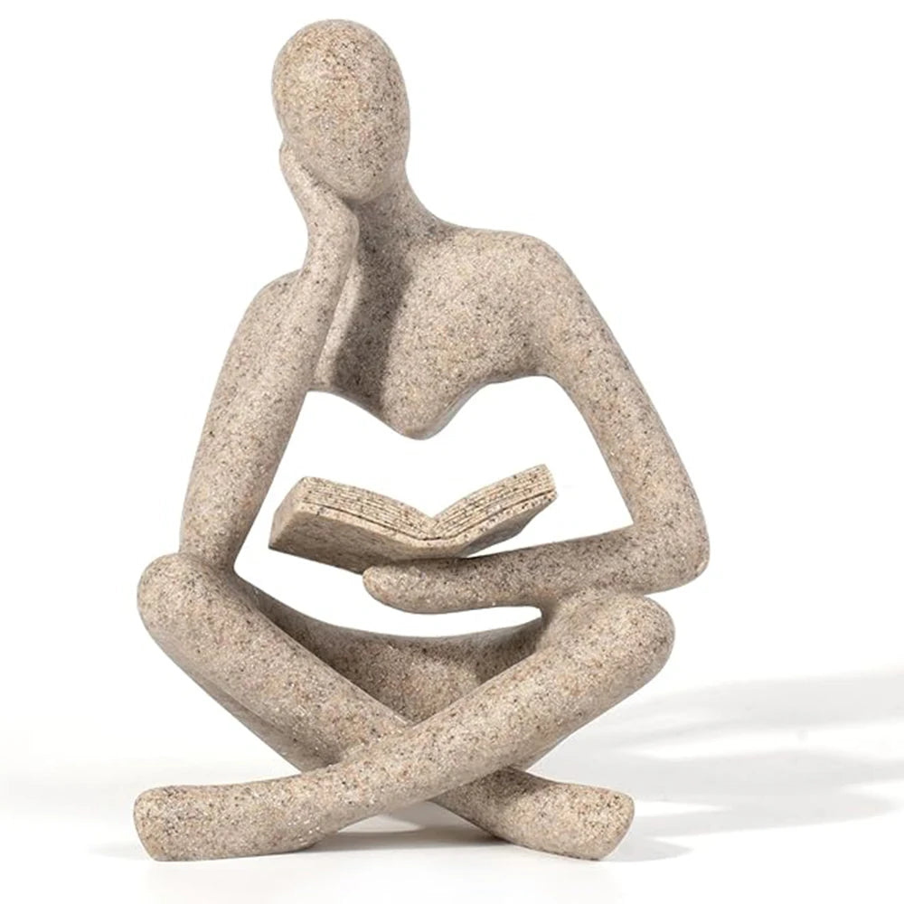 Abstract Thinker Sculpture – Modern Resin Bookshelf & Home Decor