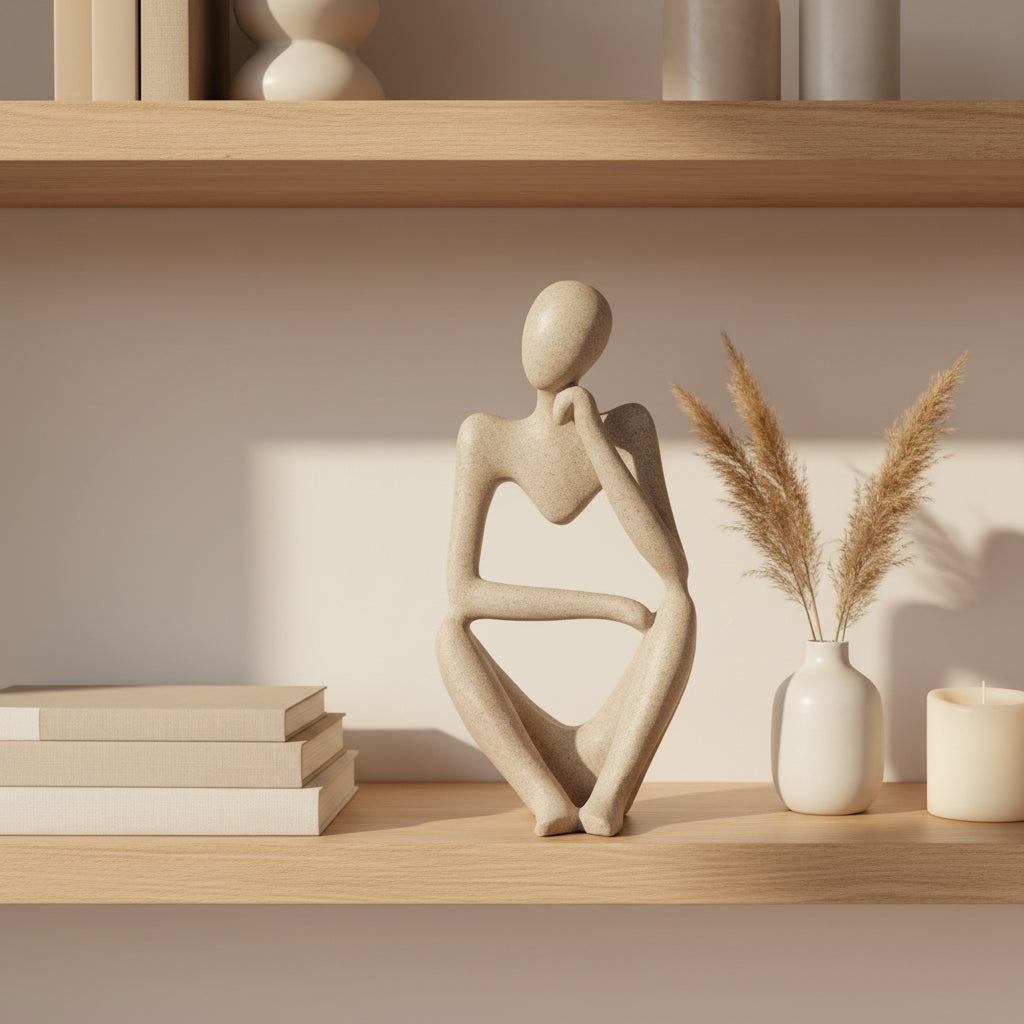 Abstract Thinker Sculpture – Nordic Resin Figurine for Modern Home Decor