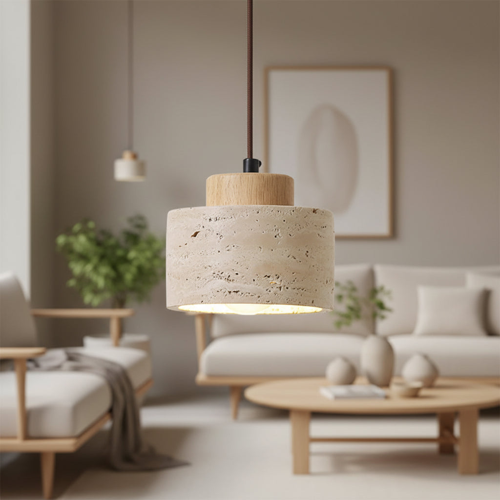 Wabi-Sabi Stone Pendant Lamp – Modern Japanese Hanging Light