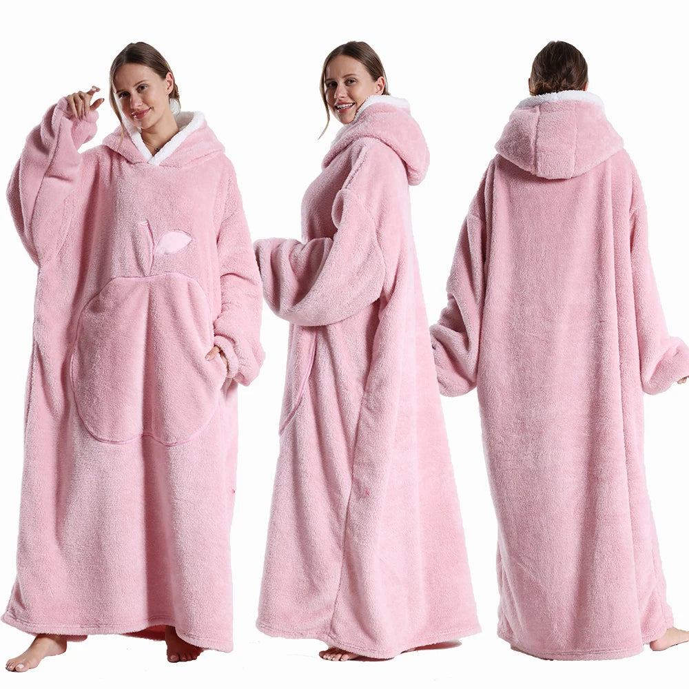 Wearable Winter Flannel Hooded Blankets