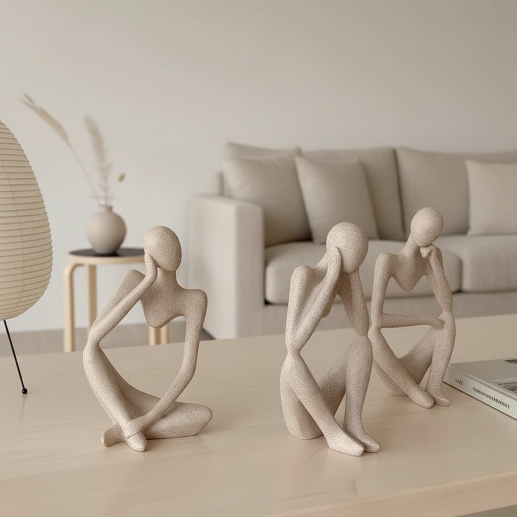 Abstract Thinker Sculpture – Nordic Resin Figurine for Modern Home Decor