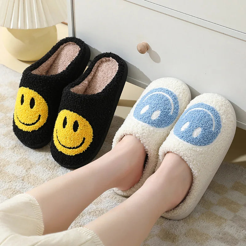 Smiling Face Couple Cotton Slippers