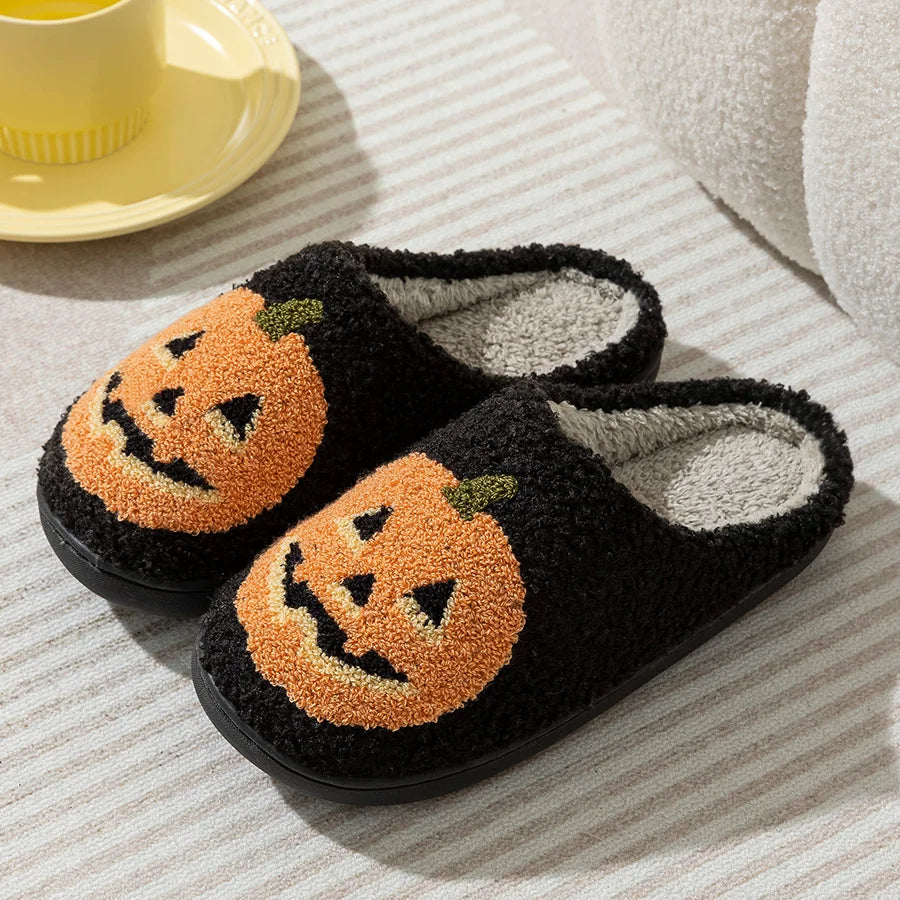 Smile Pumpkin Halloween Women's Slippers