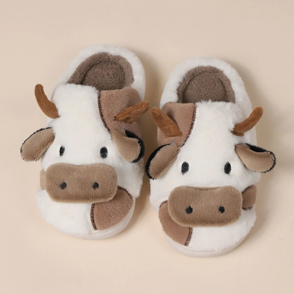 Pallene Cow Milk Fuzzy Slippers