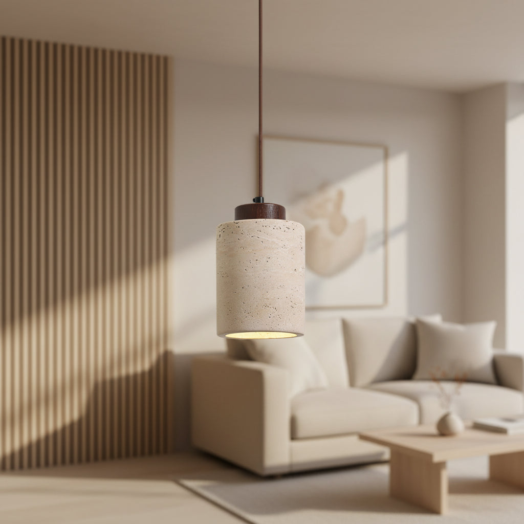 Wabi-Sabi Stone Pendant Lamp – Modern Japanese Hanging Light