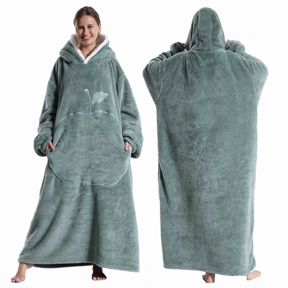 Wearable Winter Flannel Hooded Blankets