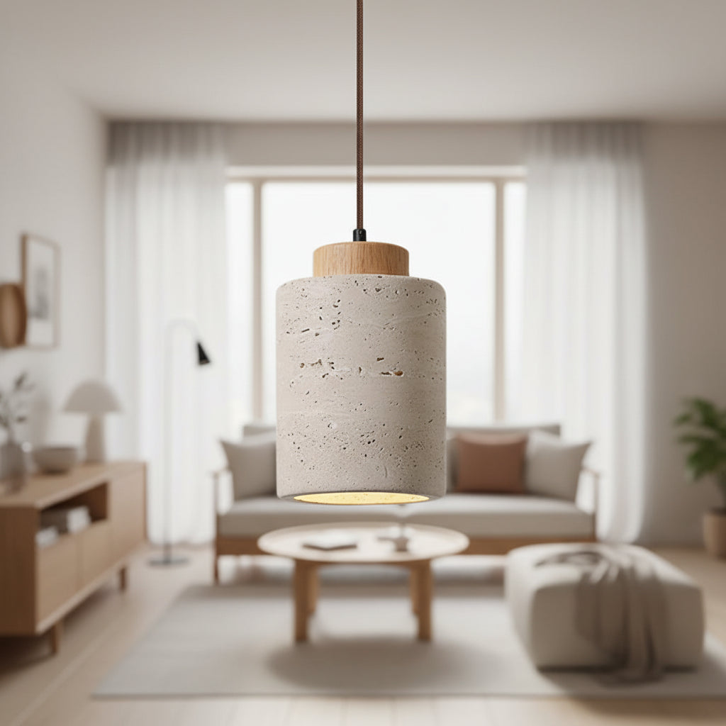 Wabi-Sabi Stone Pendant Lamp – Modern Japanese Hanging Light