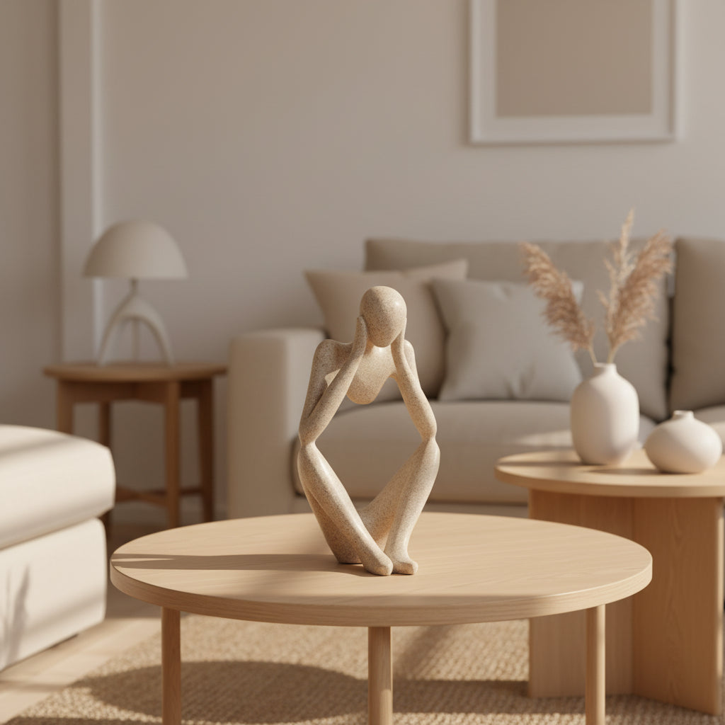 Abstract Thinker Sculpture – Nordic Resin Figurine for Modern Home Decor