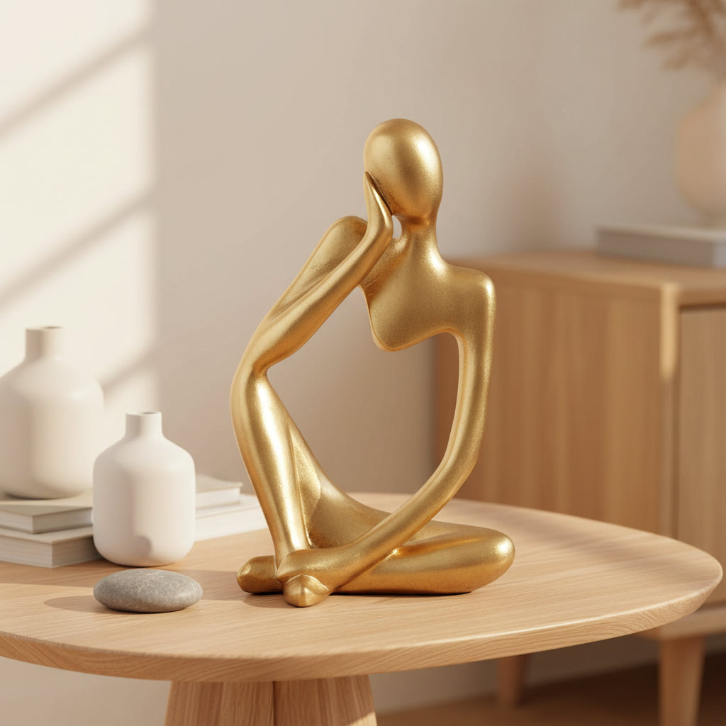 Abstract Thinker Sculpture – Nordic Resin Figurine for Modern Home Decor
