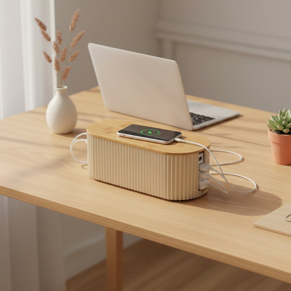 Bamboo Cable Management Box