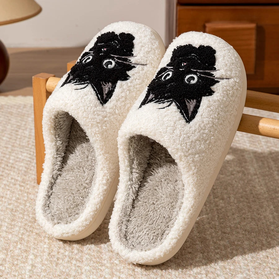 Women's Black Cat Slippers